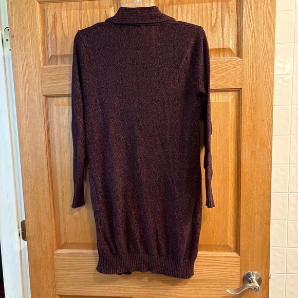 Morgan City Women’s Long Sweater Cardigan Size S Small Maroon w/ Hint of Black - Picture 2 of 5